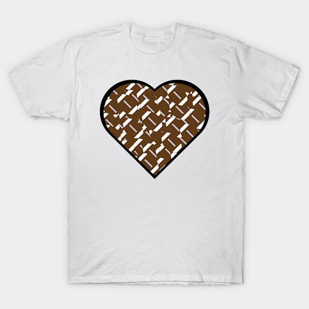 Football Heart Love T-Shirt by College Mascot Designs